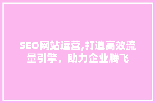SEO网站运营,打造高效流量引擎，助力企业腾飞