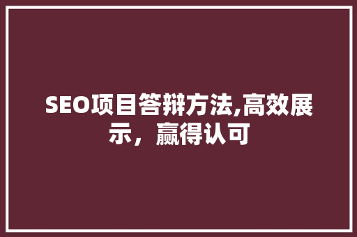 SEO项目答辩方法,高效展示，赢得认可