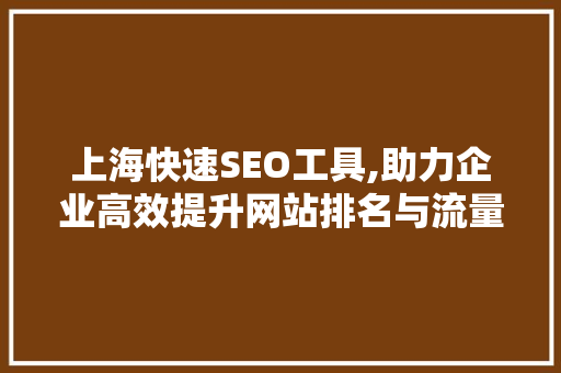 上海快速SEO工具,助力企业高效提升网站排名与流量