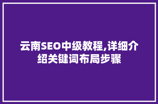 云南SEO中级教程,详细介绍关键词布局步骤