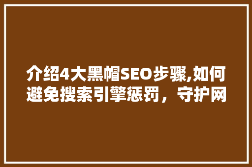 介绍4大黑帽SEO步骤,如何避免搜索引擎惩罚，守护网站声誉