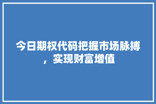 今日期权代码把握市场脉搏，实现财富增值