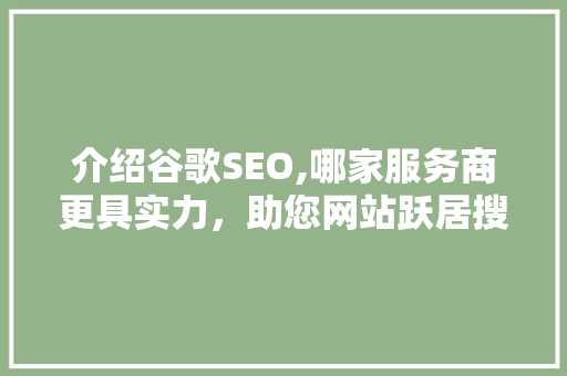 介绍谷歌SEO,哪家服务商更具实力，助您网站跃居搜索前列