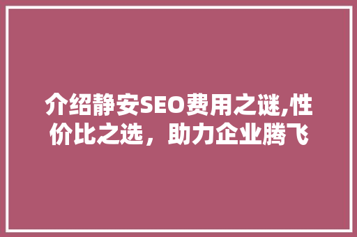 介绍静安SEO费用之谜,性价比之选，助力企业腾飞