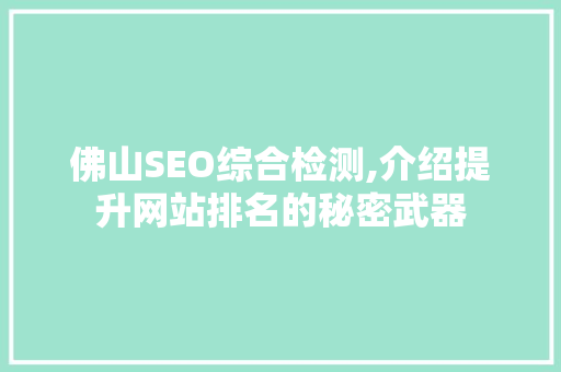 佛山SEO综合检测,介绍提升网站排名的秘密武器
