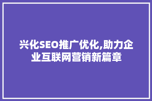 兴化SEO推广优化,助力企业互联网营销新篇章