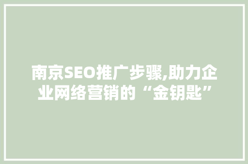 南京SEO推广步骤,助力企业网络营销的“金钥匙”