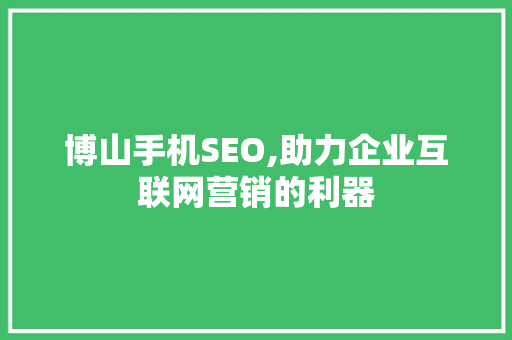 博山手机SEO,助力企业互联网营销的利器