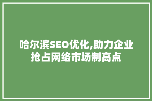 哈尔滨SEO优化,助力企业抢占网络市场制高点