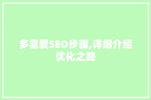 多喜爱SEO步骤,详细介绍优化之路