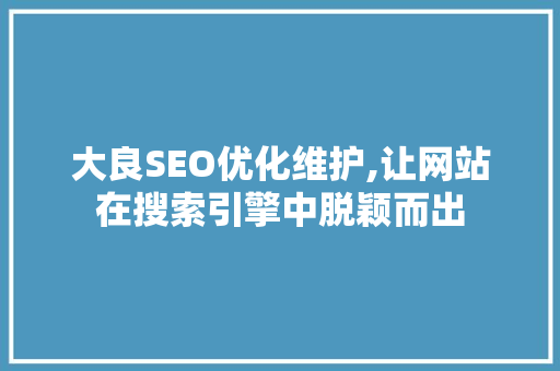 大良SEO优化维护,让网站在搜索引擎中脱颖而出