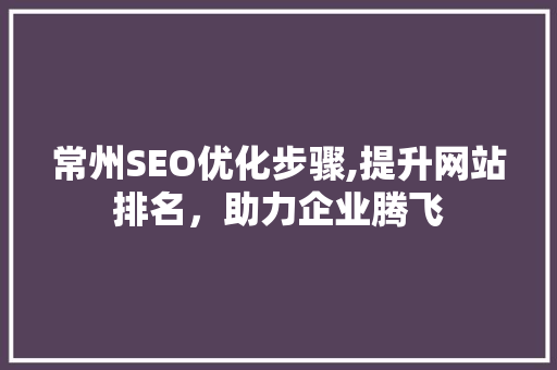 常州SEO优化步骤,提升网站排名，助力企业腾飞