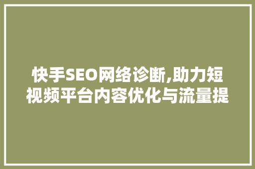 快手SEO网络诊断,助力短视频平台内容优化与流量提升