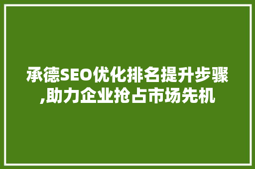 承德SEO优化排名提升步骤,助力企业抢占市场先机