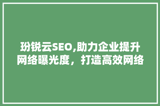 玢锐云SEO,助力企业提升网络曝光度，打造高效网络营销步骤