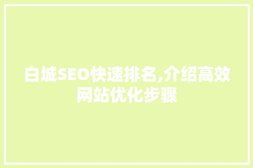 白城SEO快速排名,介绍高效网站优化步骤