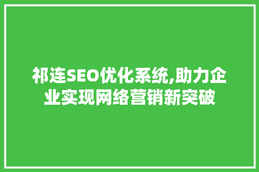 祁连SEO优化系统,助力企业实现网络营销新突破