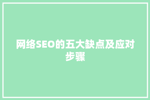 网络SEO的五大缺点及应对步骤