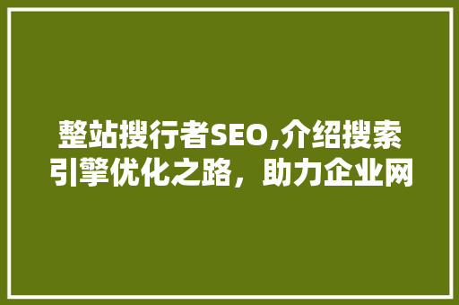 整站搜行者SEO,介绍搜索引擎优化之路，助力企业网站脱颖而出