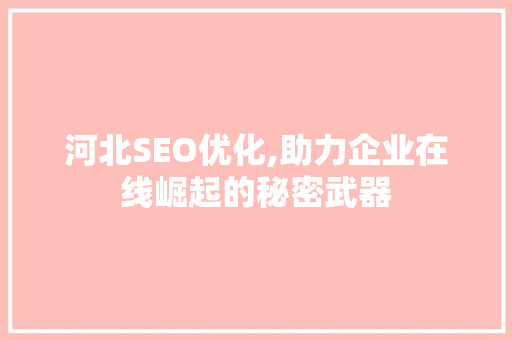河北SEO优化,助力企业在线崛起的秘密武器