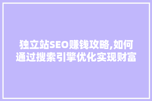 独立站SEO赚钱攻略,如何通过搜索引擎优化实现财富增长