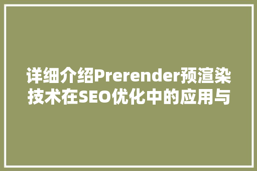 详细介绍Prerender预渲染技术在SEO优化中的应用与价值