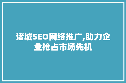 诸城SEO网络推广,助力企业抢占市场先机