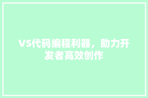 VS代码编程利器，助力开发者高效创作