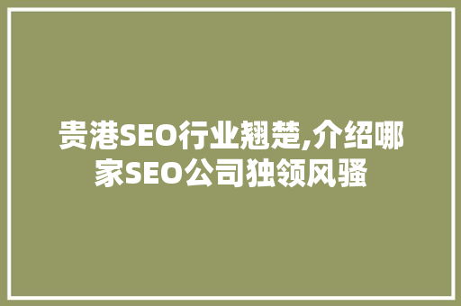 贵港SEO行业翘楚,介绍哪家SEO公司独领风骚