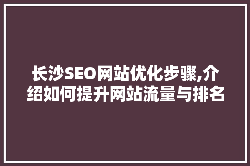 长沙SEO网站优化步骤,介绍如何提升网站流量与排名