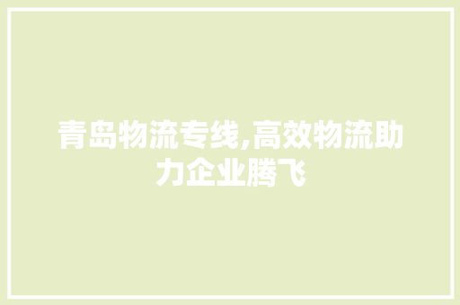 青岛物流专线,高效物流助力企业腾飞