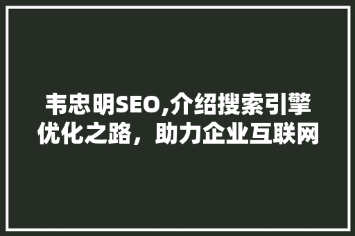 韦忠明SEO,介绍搜索引擎优化之路，助力企业互联网营销