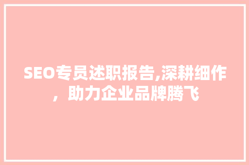 SEO专员述职报告,深耕细作，助力企业品牌腾飞