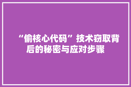 “偷核心代码”技术窃取背后的秘密与应对步骤