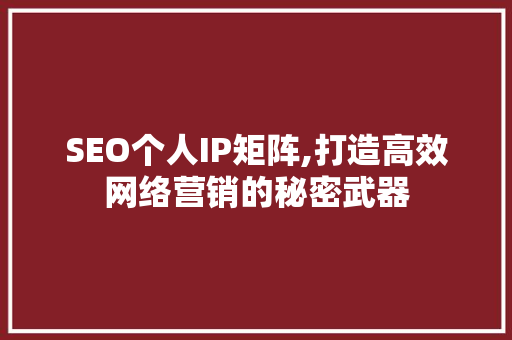 SEO个人IP矩阵,打造高效网络营销的秘密武器