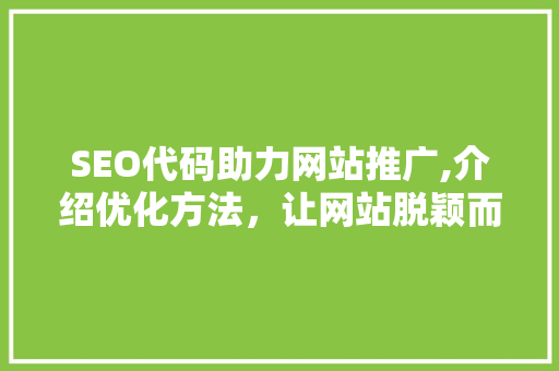 SEO代码助力网站推广,介绍优化方法，让网站脱颖而出