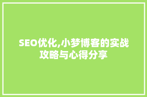 SEO优化,小梦博客的实战攻略与心得分享