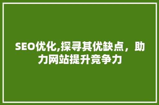 SEO优化,探寻其优缺点，助力网站提升竞争力