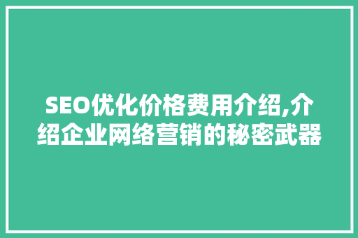 SEO优化价格费用介绍,介绍企业网络营销的秘密武器