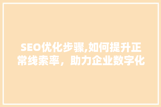 SEO优化步骤,如何提升正常线索率，助力企业数字化转型