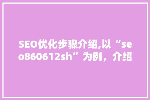 SEO优化步骤介绍,以“seo860612sh”为例，介绍关键词布局的艺术