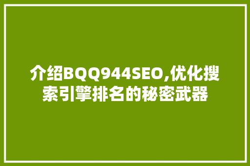 介绍BQQ944SEO,优化搜索引擎排名的秘密武器