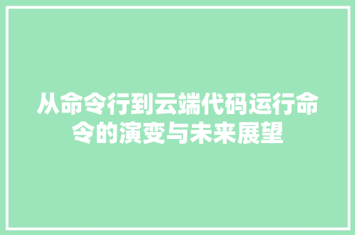 从命令行到云端代码运行命令的演变与未来展望