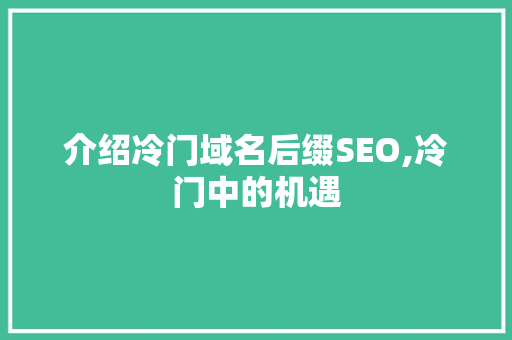 介绍冷门域名后缀SEO,冷门中的机遇