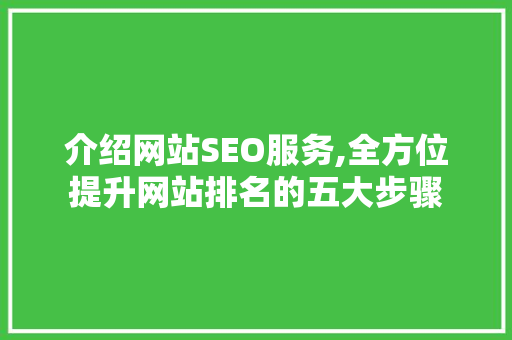 介绍网站SEO服务,全方位提升网站排名的五大步骤