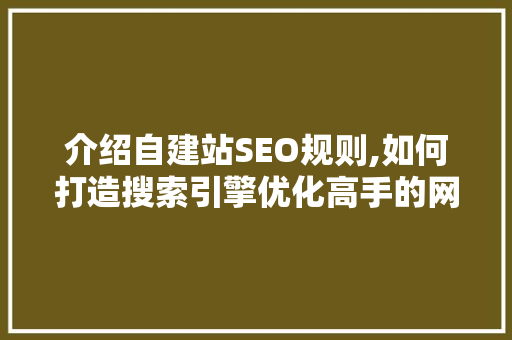 介绍自建站SEO规则,如何打造搜索引擎优化高手的网站  第1张