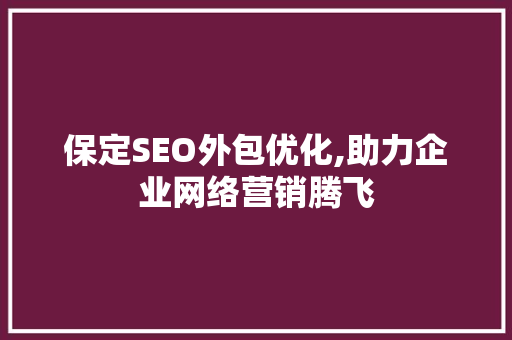 保定SEO外包优化,助力企业网络营销腾飞