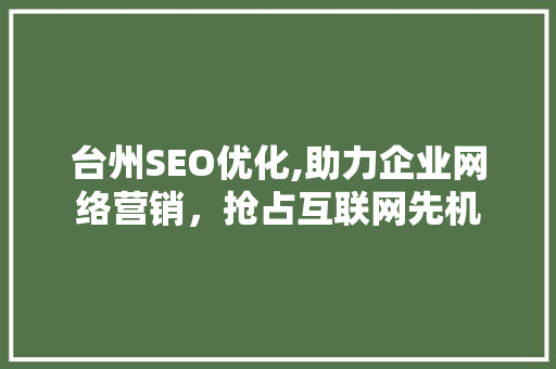 台州SEO优化,助力企业网络营销，抢占互联网先机