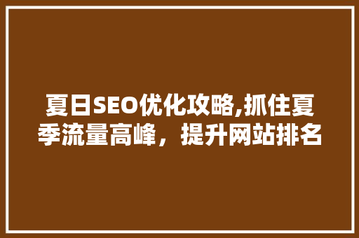 夏日SEO优化攻略,抓住夏季流量高峰，提升网站排名