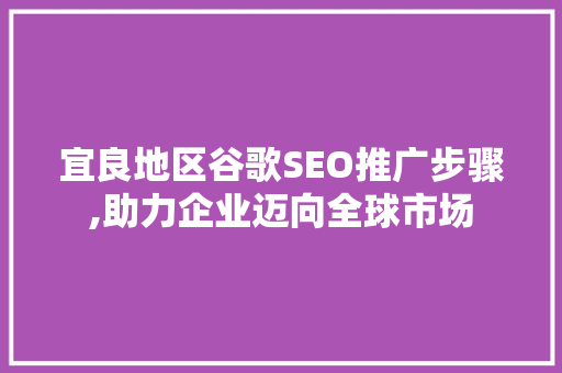 宜良地区谷歌SEO推广步骤,助力企业迈向全球市场